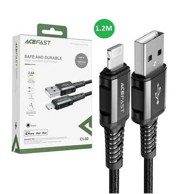 CABLE FOR IPHONE, IPAD,IPOD USB-A TO LIGHTNING 1.2M NYLON - ACEFAST C1-02