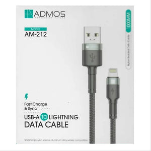 كابل بيانات USB-A إلى Lightning - نايلون مضفر بطول 1 متر - ADMOS AM-212