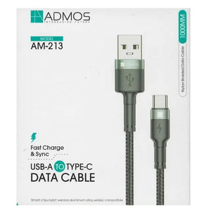 كابل بيانات USB-A إلى TYPE-C - نايلون مضفر بطول 1 متر - ADMOS AM-213