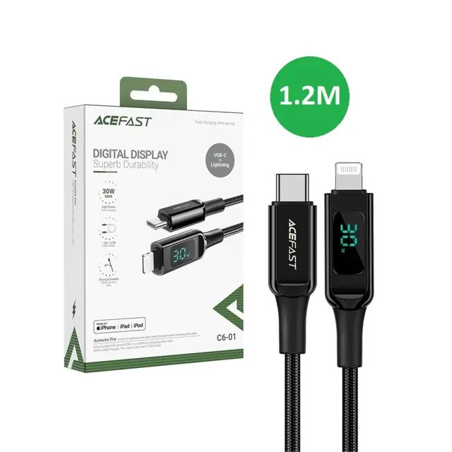 كابل USB-C إلى Lightning لأجهزة iPhone وiPad وiPod بطول 1.2 متر من النايلون