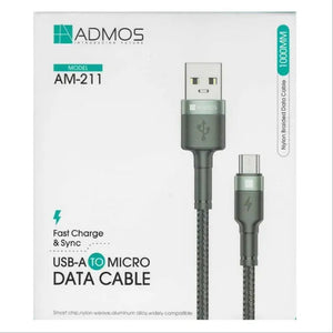 كابل USB-A إلى كابل بيانات صغير - نايلون مضفر بطول 1 متر - ADMOS AM-211