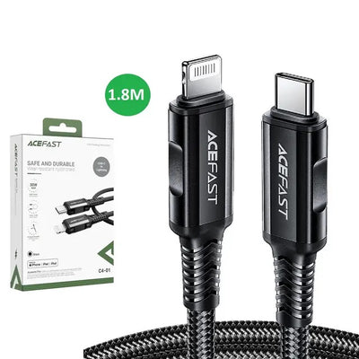 كابل USB-C إلى Lightning لأجهزة iPhone وiPad وiPod بطول 1.8 متر من النايلون - ACEFAST C4-01