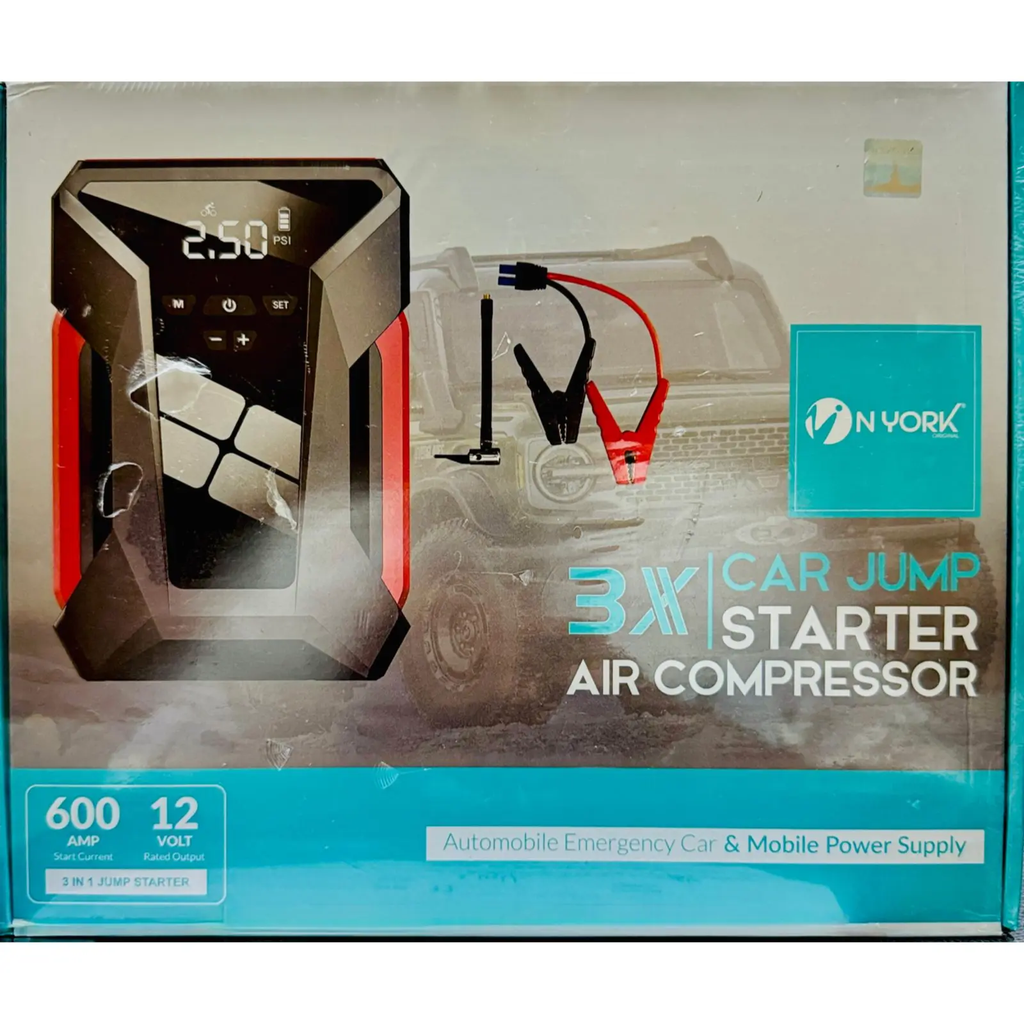 CAR JUMP STARTER AIR COMPRESSOR 600 AMP 12V NYORK TH974