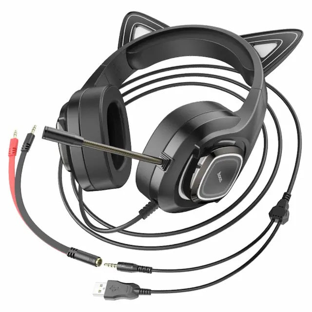 سماعة ألعاب - CAT EAR HOCO W107 (إضاءة LED ملونة)