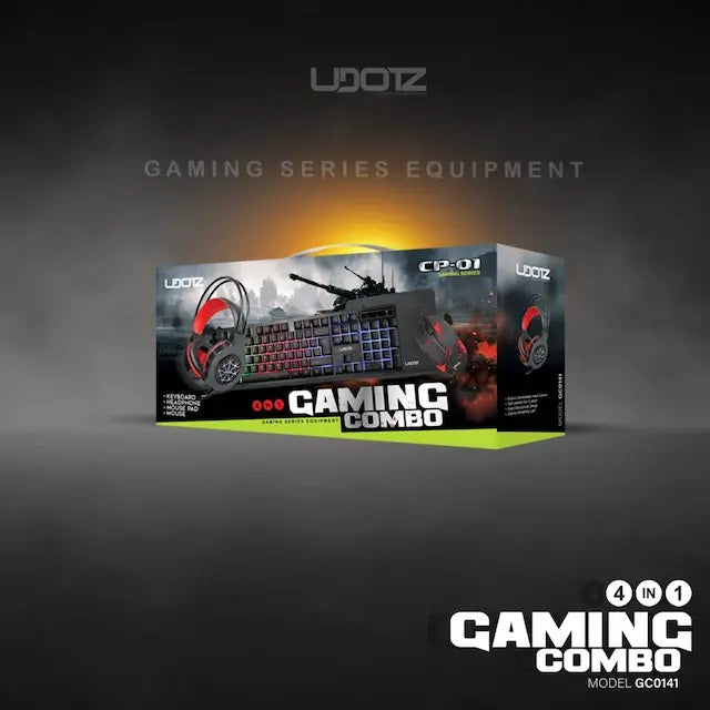 مجموعة لوحة مفاتيح الألعاب + ماوس + لوحة مفاتيح + سماعة رأس - UDOTZ CP-01