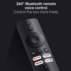 Black remote control with various buttons on a dark background