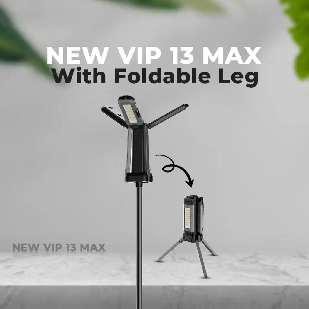 Toby’s portable camping light standing on floor mount