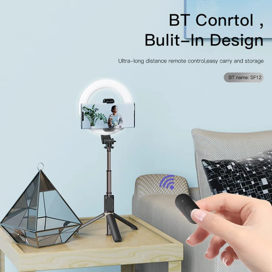 WIRELESS RING LIGHT SELFIE STICK - YESIDO SF12
