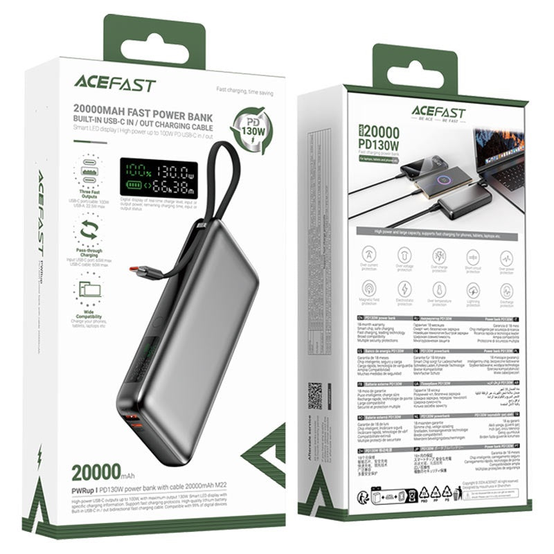 Fast Charge Power Bank For Laptop, Tablet and Phone PD130W 20000mAh - Acefast M22