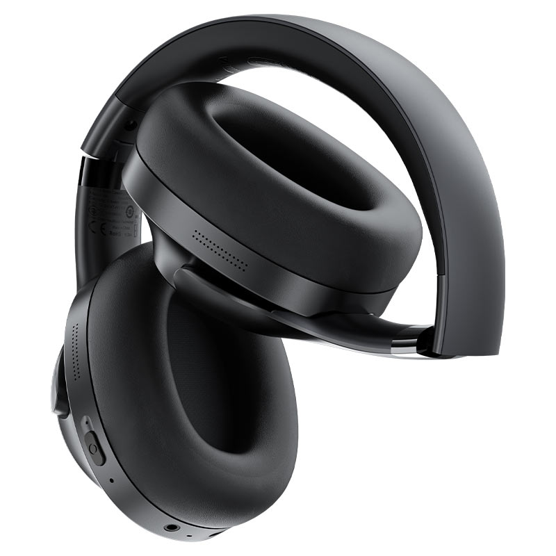 Black over-ear headphones on a white background