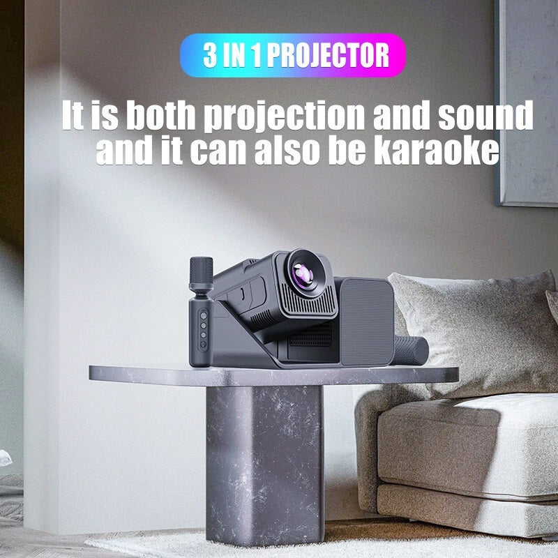 HY360KTV is a multi-functional KTV projector with microphone 1080p HD projection home theater microphone