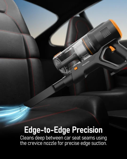 Moxedo stick vacuum cleaner with 6m cord and advanced cyclone filter system.