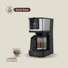 Front View of LePresso Coffee Maker Showing Control Panel and Carafe