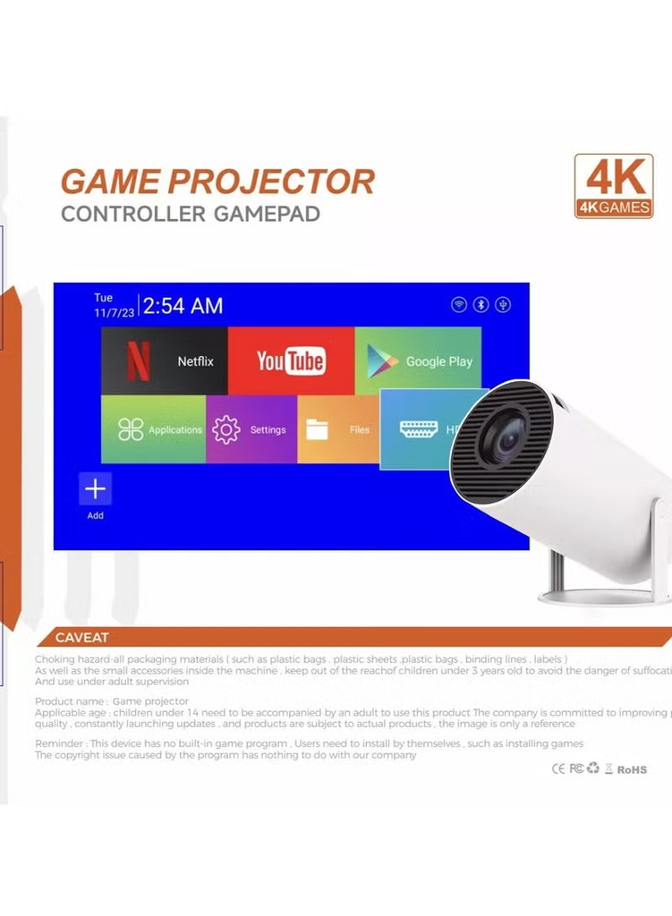 "Compact Smartbarry HT5Plus portable projector showing 1080p native resolution"