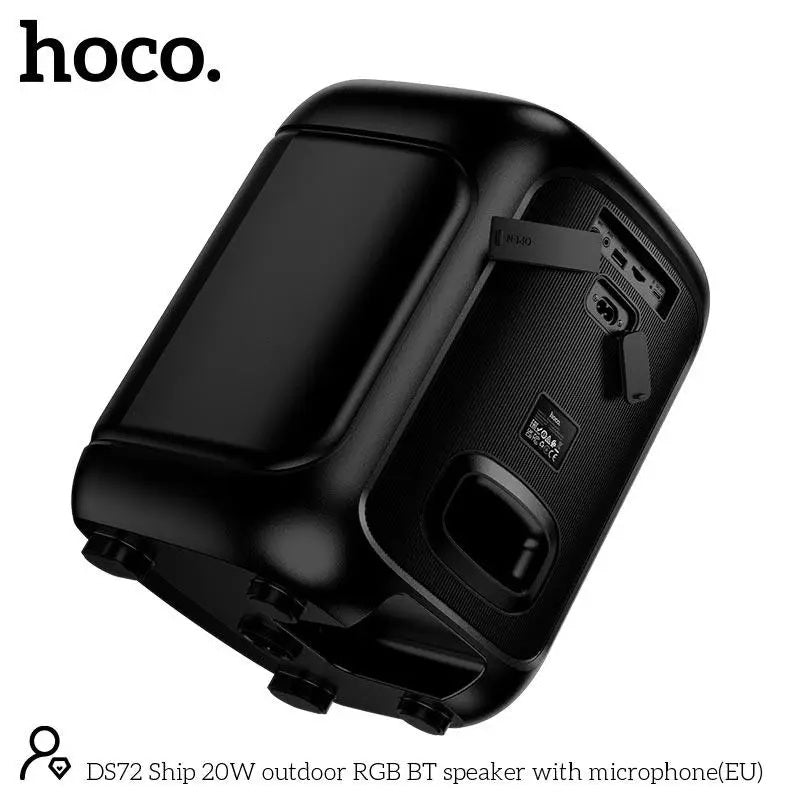 HOCO DS72 speaker being used for a karaoke session with the wireless microphone.