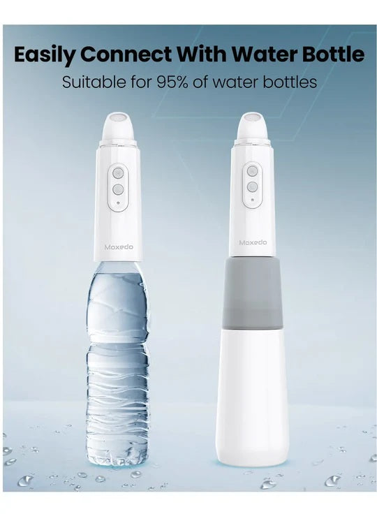 Moxedo travel bidet kit with storage bag and charging cable.	طقم شطاف السفر من موديكسو مع حقيبة تخزين وكابل شحن.