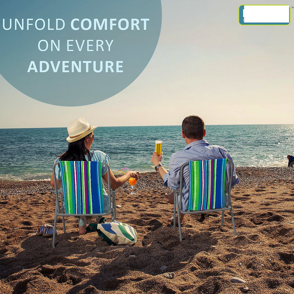 Multi-color striped outdoor chair for patio and backyard relaxation