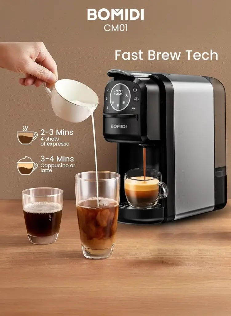 he adjustable drip tray being removed to fit a tall coffee mug