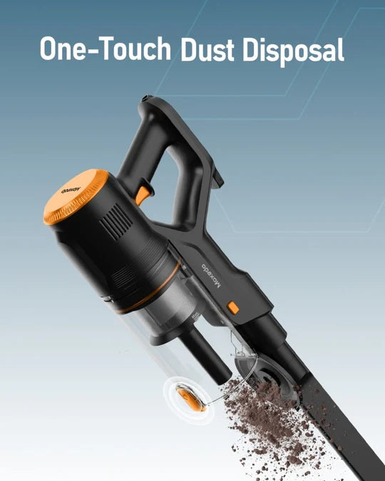 Powerful 600W Moxedo vacuum, 18kpa suction, low noise $\le 76\text{dB}$, easy-clean filter.