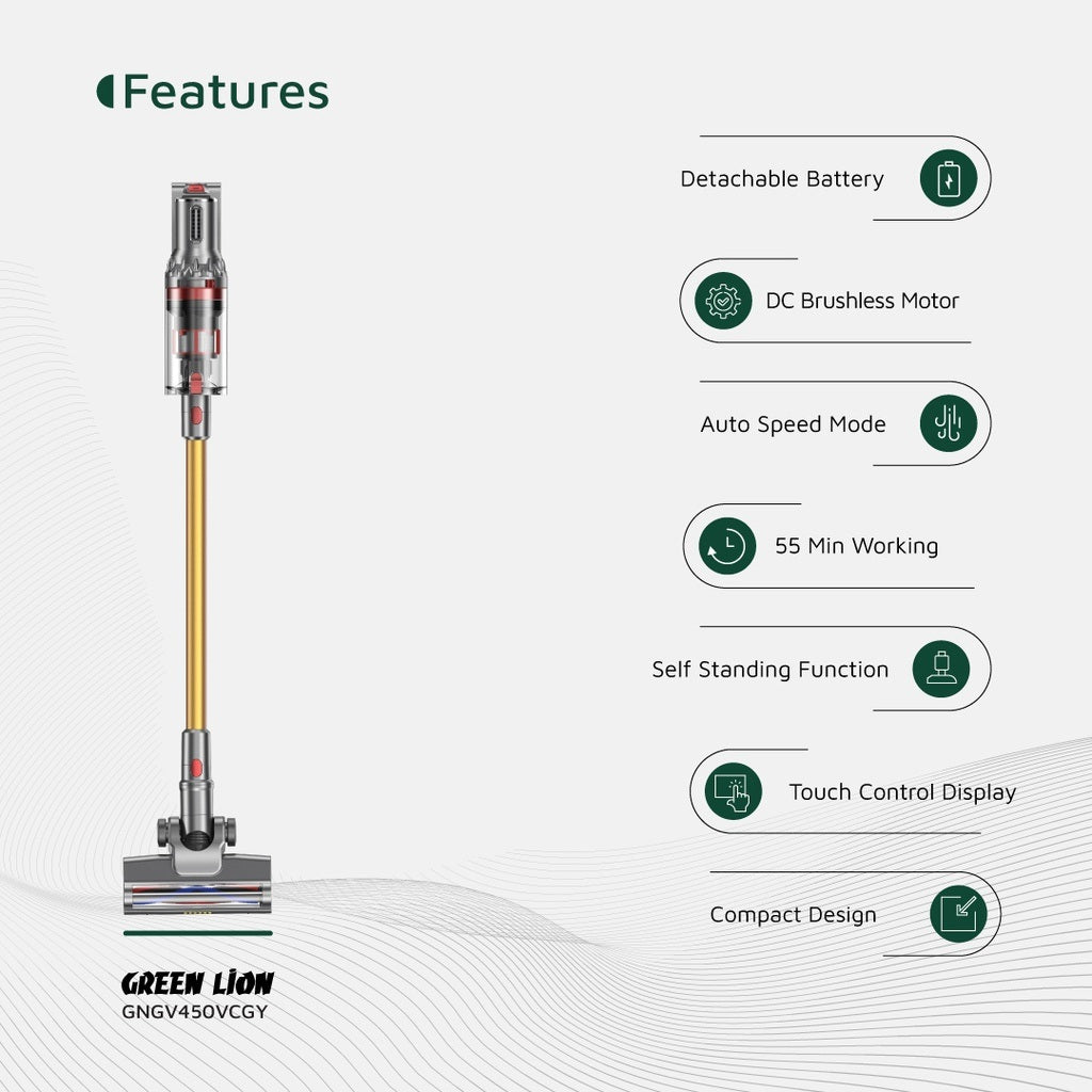 Green Lion GV-450 Cordless Vacuum Cleaner - Gray & Gold