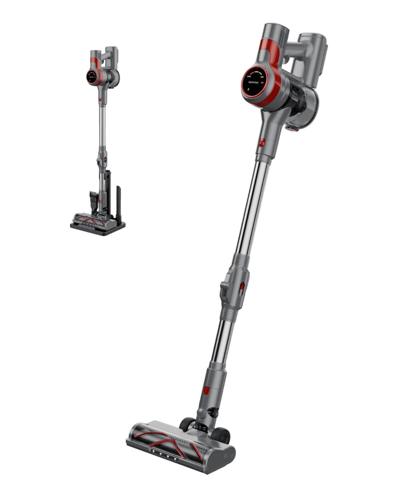 Moxedo Cordless Vacuum Cleaner 400W 1L self-standing design with LED screen.