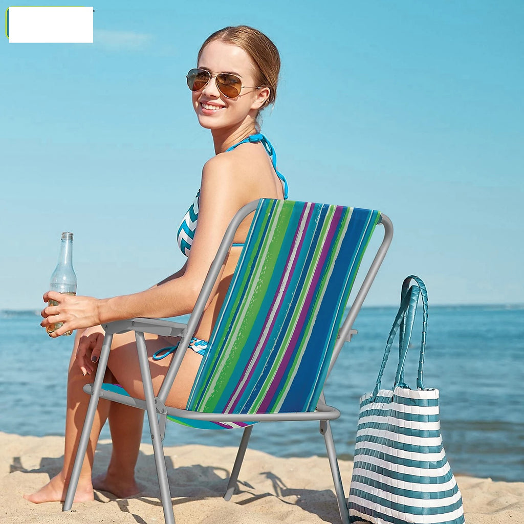 Multi-color striped outdoor chair for patio and backyard relaxation