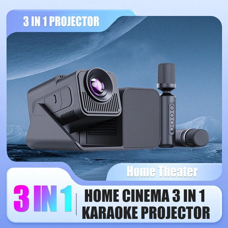 HY360KTV is a multi-functional KTV projector with microphone 1080p HD projection home theater microphone